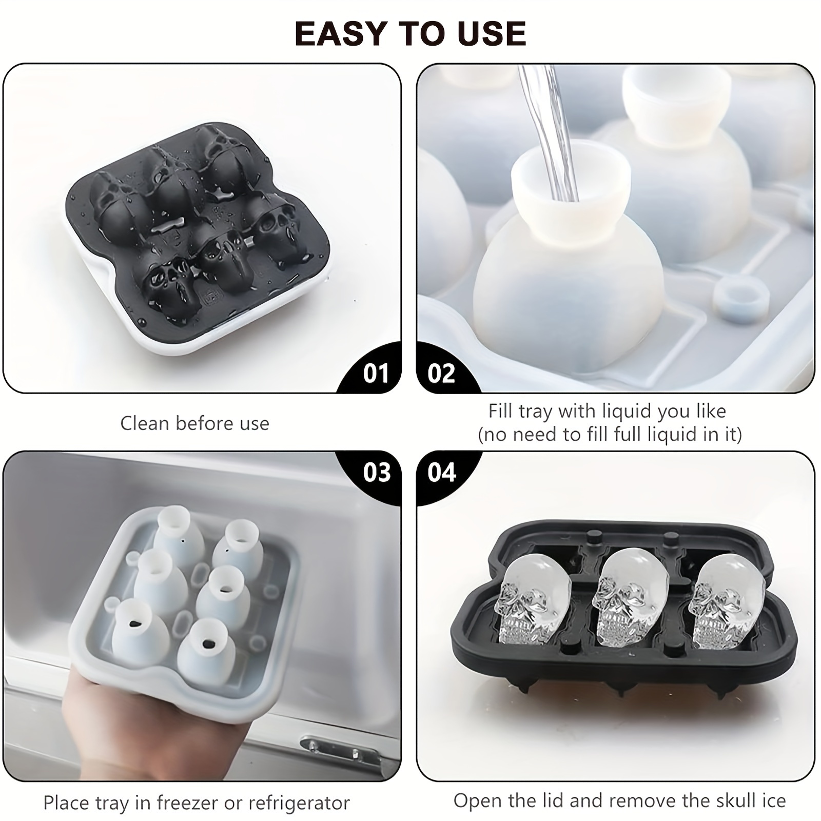 4-6 cells Skull Ice Ball Mold- - Art Craft Ice Cream ulasan dan harga