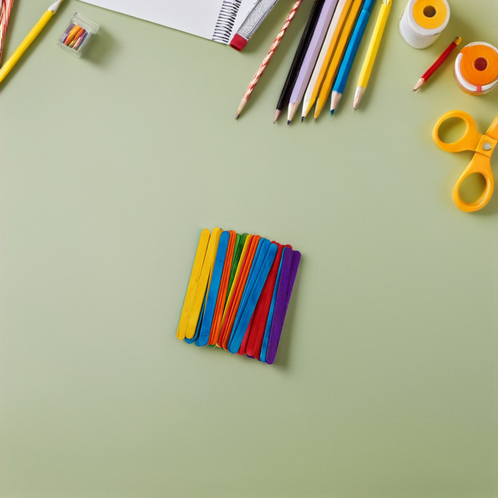 500Pcs Wood Craft Sticks Color - Art Craft Ice Cream ulasan dan harga