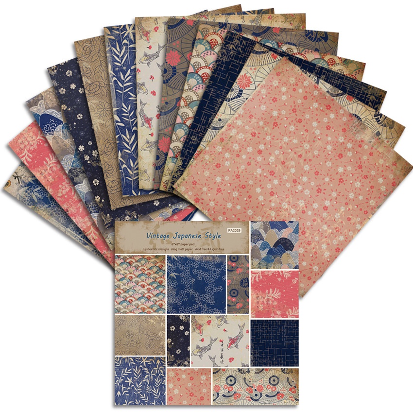 24 Sheets Vintage Japanese Sty - Art Craft Background ulasan dan harga