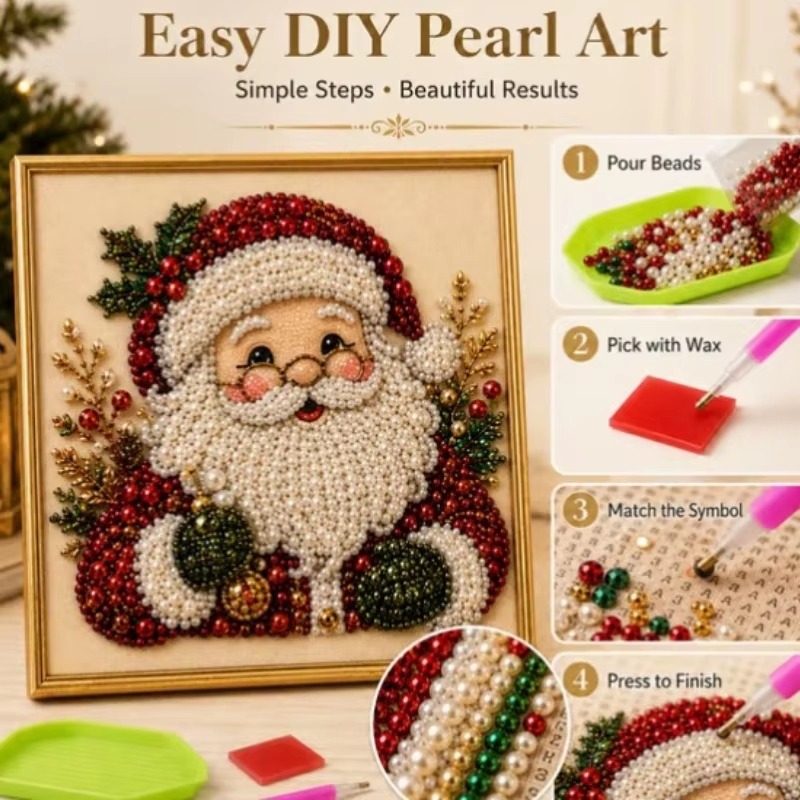 3D Christmas Pearl Rhinestone  - Art Craft Picture ulasan dan harga