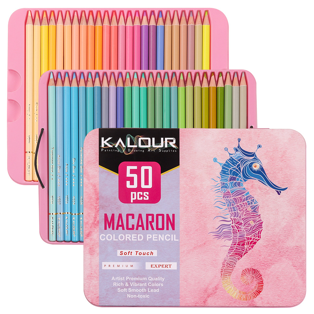 KALOUR 50 Color Luxury Iron Bo - Colored Pencil Professional ulasan dan harga